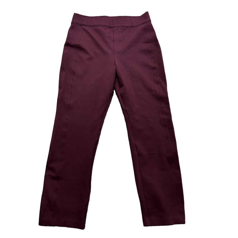Spanx Women's L Perfect Pant Slim Straight Burgundy Pull On Stretch